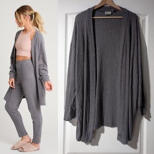 Everyday Sunday | Ribbed Knit Long Cardigan In Grey
